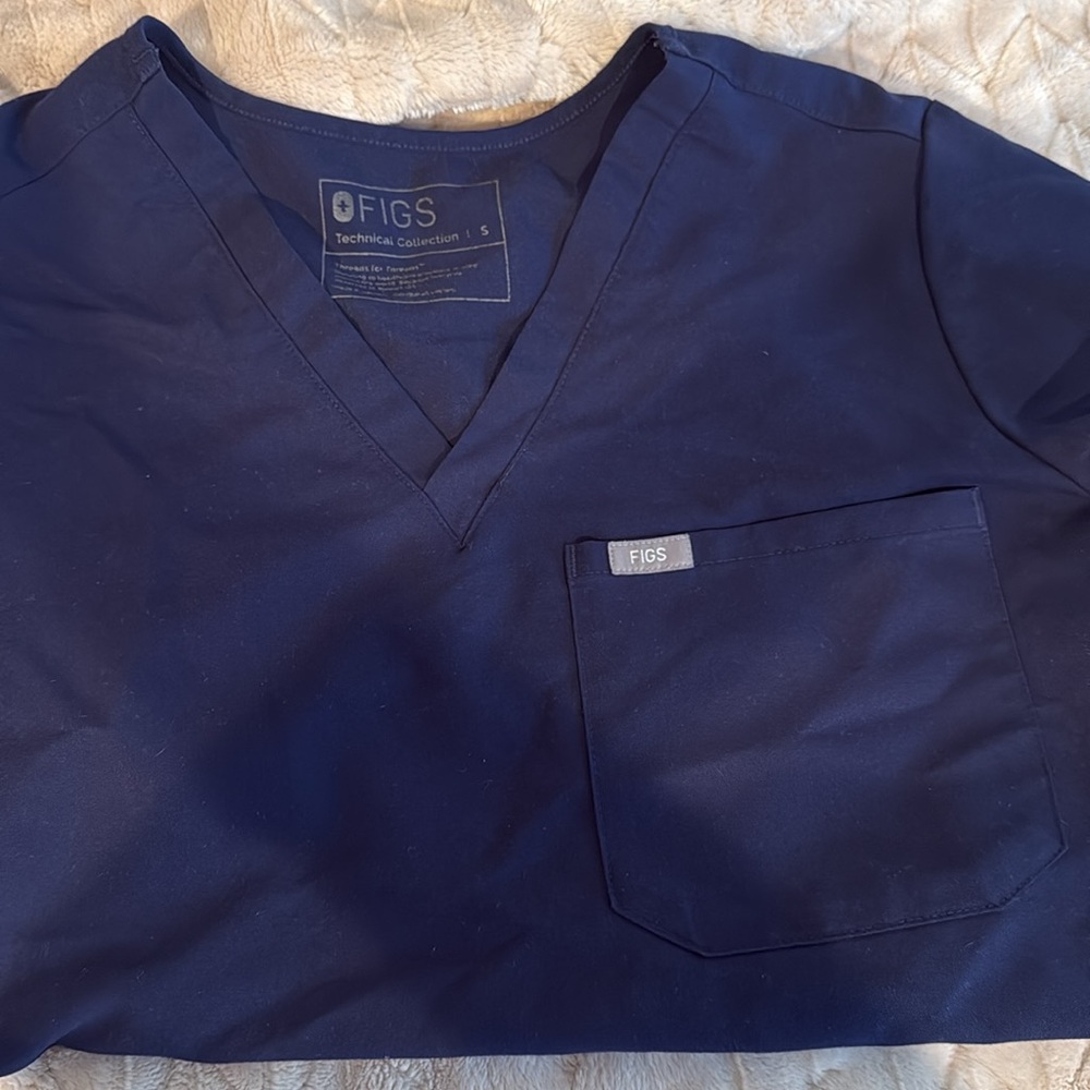 Figs Deep Blue V-Neck Scrub Top - Picture 2 of 4